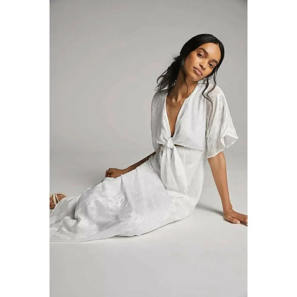 NWT ANTHROPOLOGIE X HUTCH Sz 12 LUCIANA CUTOUT MAXI DRESS IN WHITE